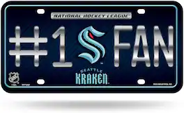 Rico Industries - Seattle Kraken #1 Fan Metal License Plate Tag - Number One! Let's Go - Multi