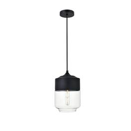 Living District - Ashwell 1 Light Black Pendant With Clear Glass - Black And Clear