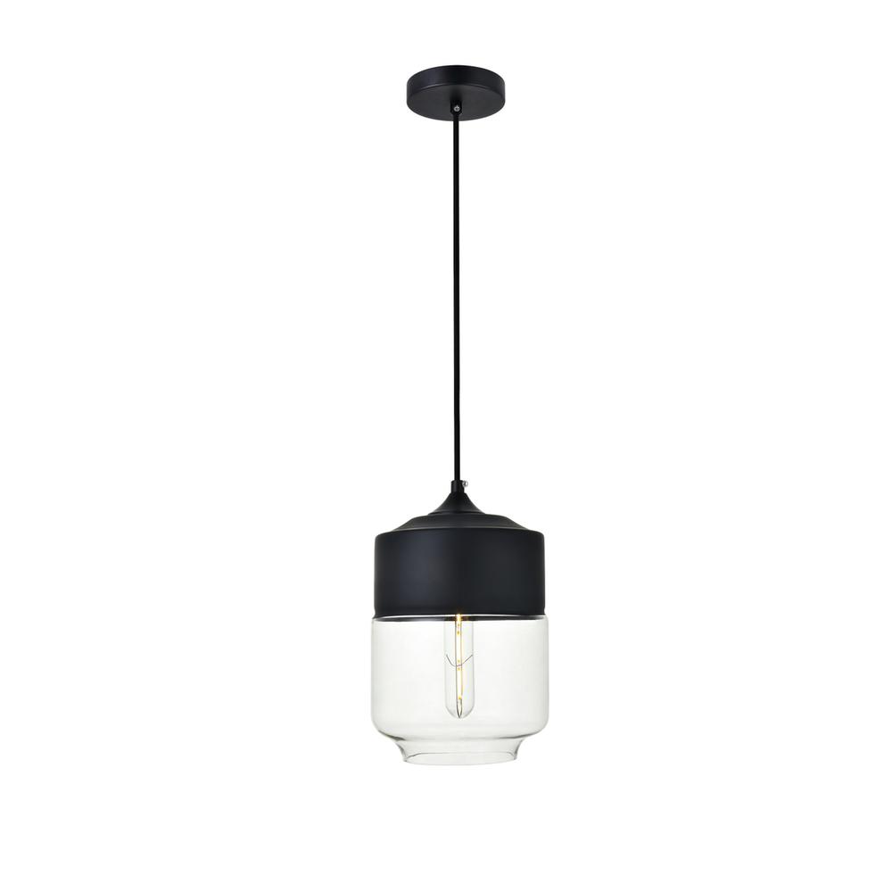 Front. Living District - Ashwell 1 Light Black Pendant With Clear Glass - Black And Clear.