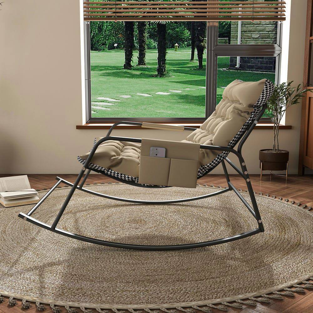 Alt View 1. Kadyn - Rocking Chair with Storage, Cushions and Armrests, Breathable Ergonomic Lounge Chair for Bedroom, Living Room, White - Off-White.