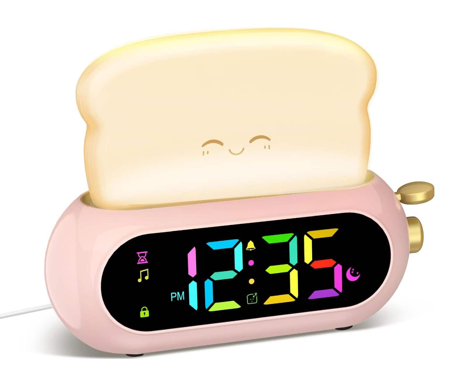 FINEAK - Cute Digital Alarm Clock with Night Light, Plug-in Use - Pink-rgb