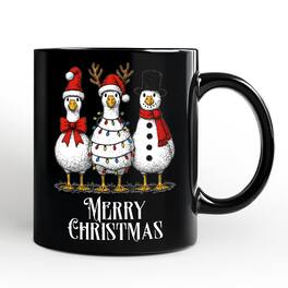 OrnamentallyYou - Vintage Christmas Silly Goose Mug, Snowman Spoof Winter Gift - Black