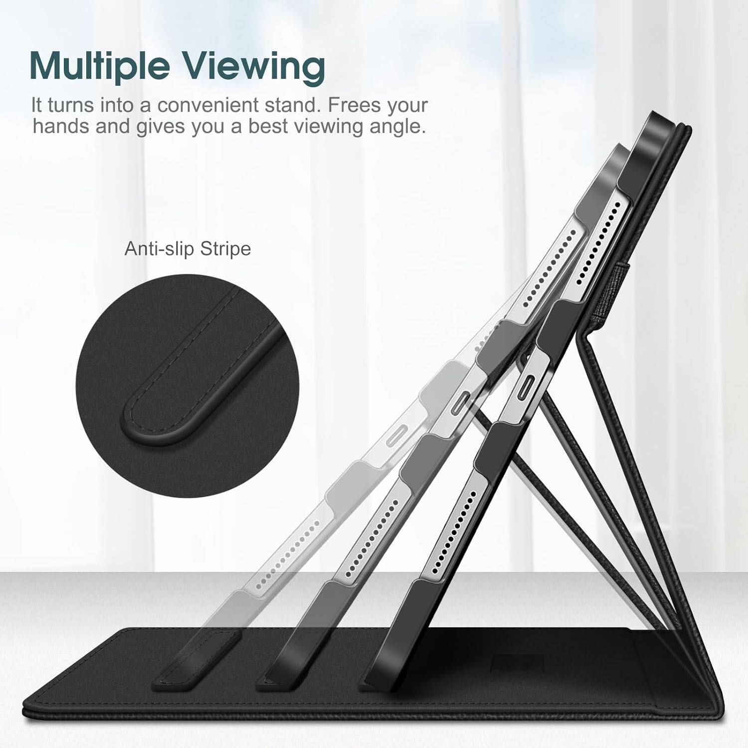 Multiple Viewing  
It turns into a convenient stand. Frees your hands and gives you a best viewing angle.  
Anti-slip Stripe