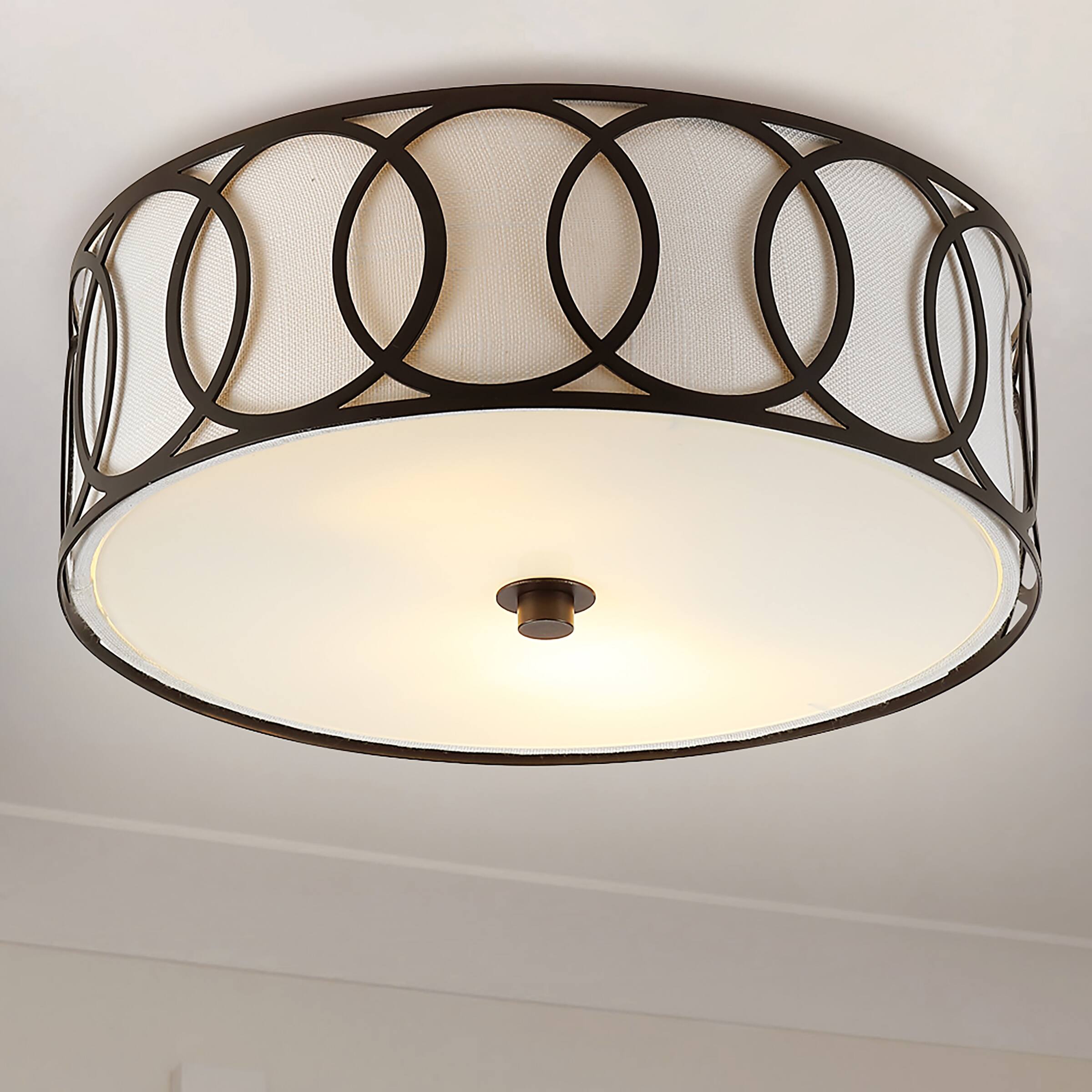 Alt View 1. Jonathan Y - Aria 2-Light 12.25" Metal LED Flush Mount, Oil Rubbed Bronze - Oil Rubbed Bronze.
