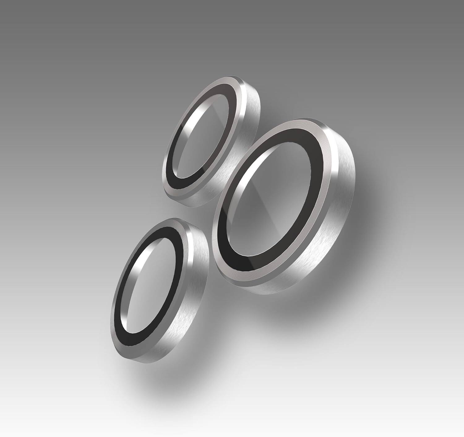 Left. BodyGuardz - BodyGuardz Metallic Silver Pure 3 Tempered Glass Camera Protector - iPhone 15 Pro/15 Pro Max - Silver.