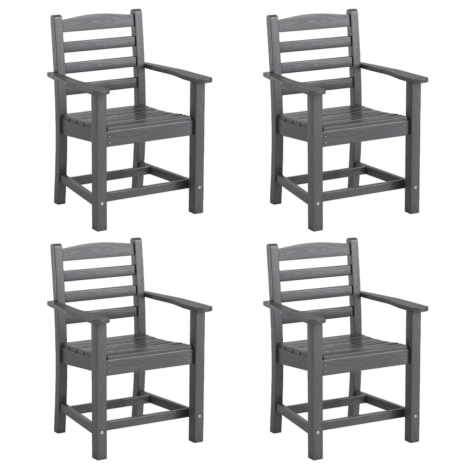 Costway - Patio Dining Chairs Set of 4 with Wide Armrests Curved Seat Wood Grain for Backyard - Gray price history on PriceWatchPro
