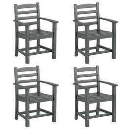 Costway - Patio Dining Chairs Set of 4 with Wide Armrests Curved Seat Wood Grain for Backyard - Gray