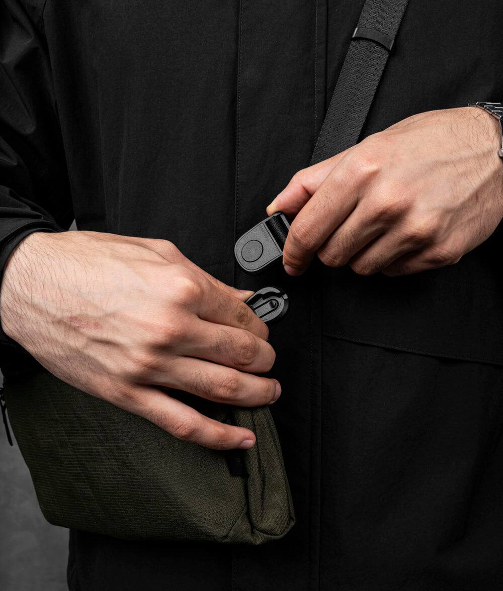 Alt View 2. ALPAKA - ALPAKA Flight Sling 2L Lightweight Packable Travel Sling Bag with Tablet Sleeve and Detachable Strap - Green/Grey Axoflux 400D.