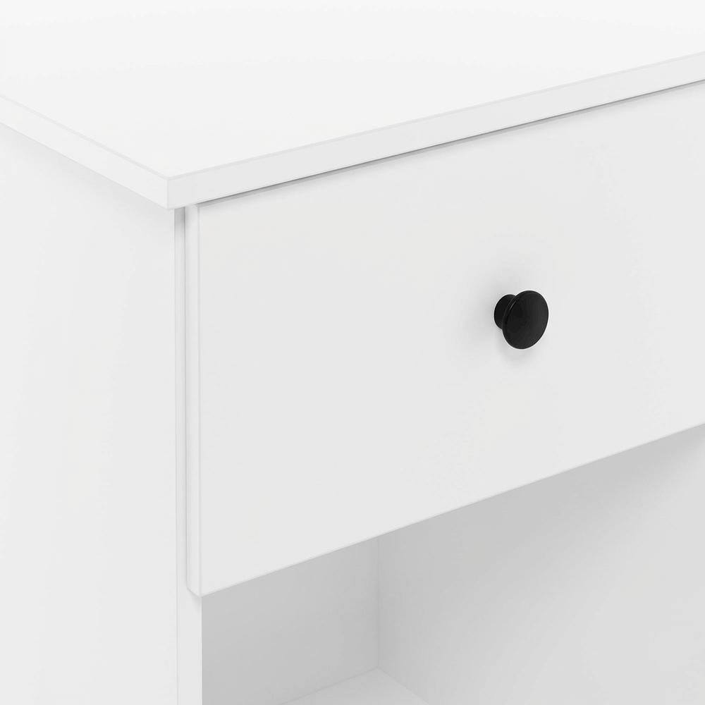 Alt View 1. FurniFact - White Nightstands with Spacious Drawer Set of 2 for Bedroom Storage - White.