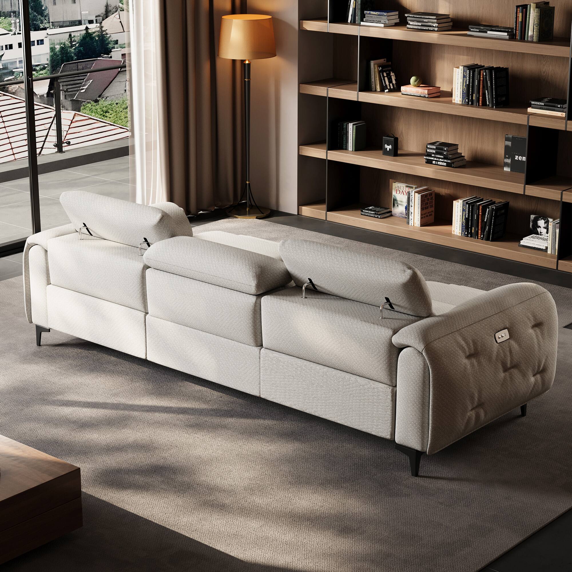 Alt View 3. luck idea - 104.3" 2-Seat Electric Reclining Sofa | Home Theater Seats with Power Seat Adjustment - Gray.