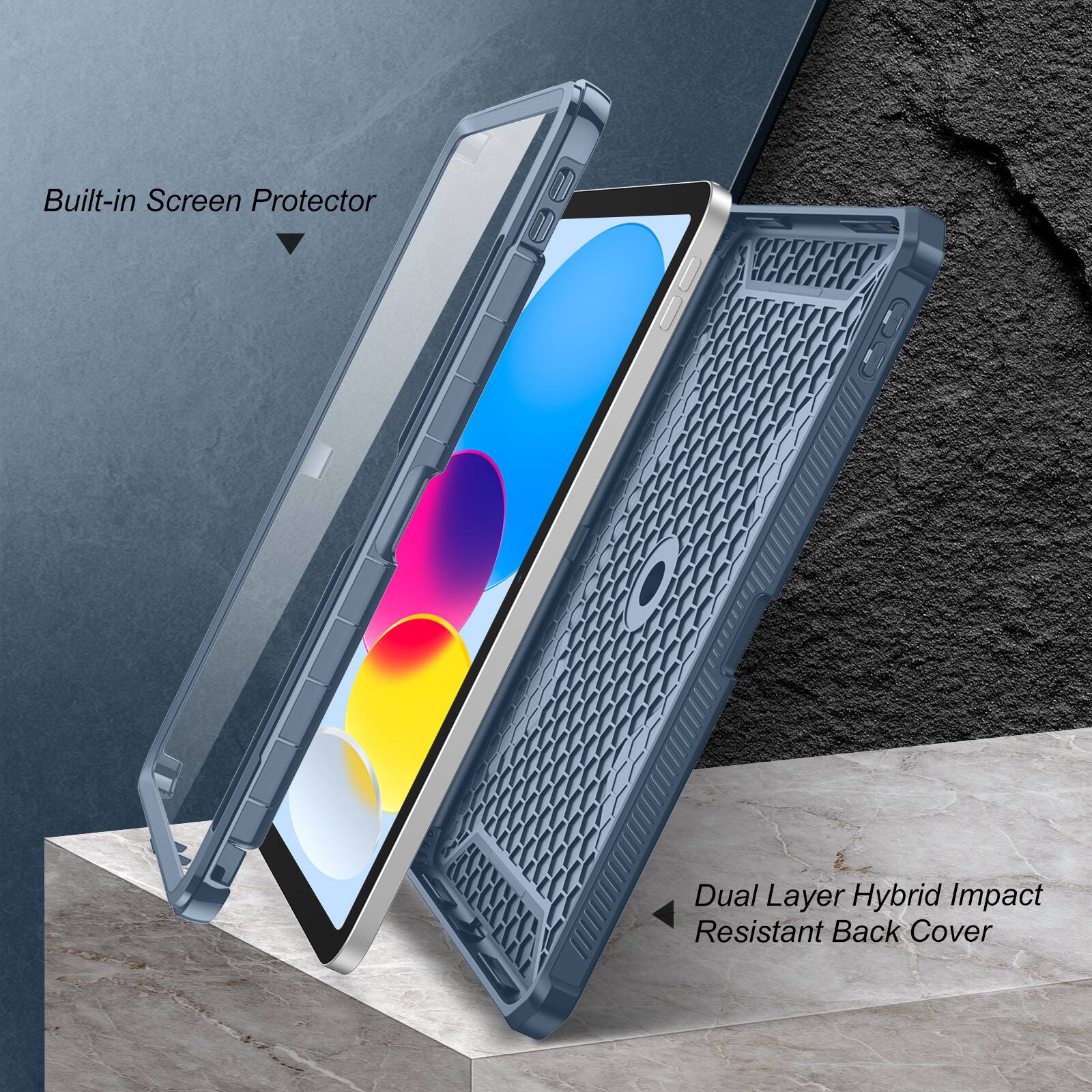 Built-in Screen Protector  
Dual Layer Hybrid Impact Resistant Back Cover