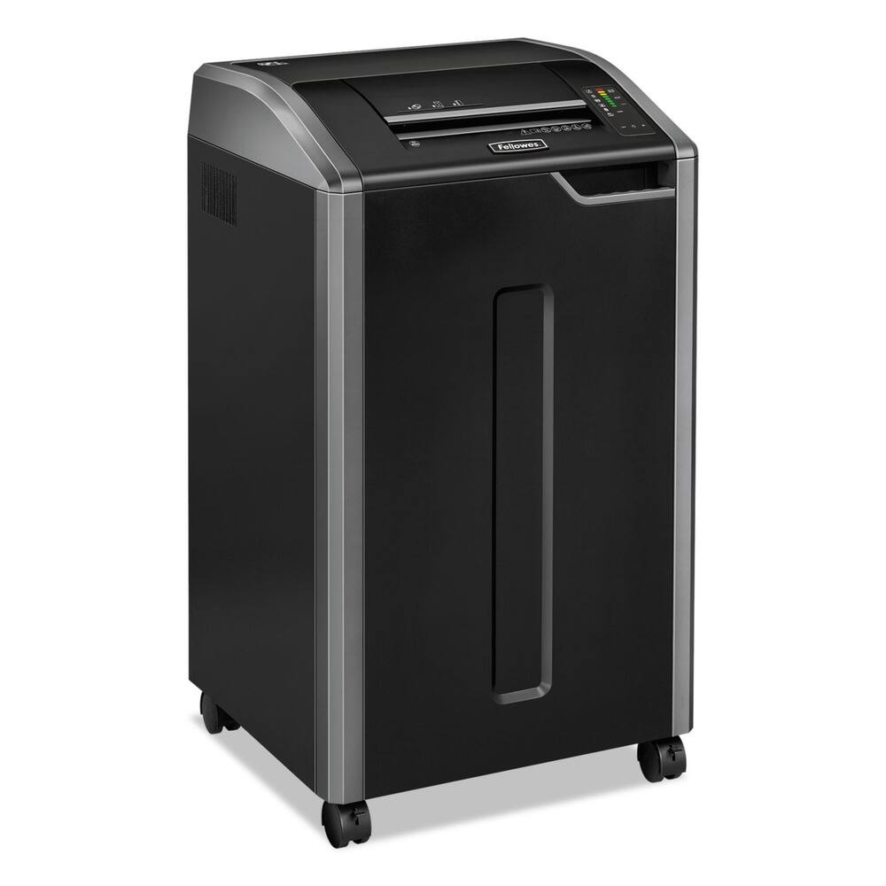 Left. Fellowes - 38420 Powershred 425i 38 Manual Sheet Capacity TAA Compliant 100 Percent Jam Proof Strip-Cut Shredder - Black/Dark Silver.