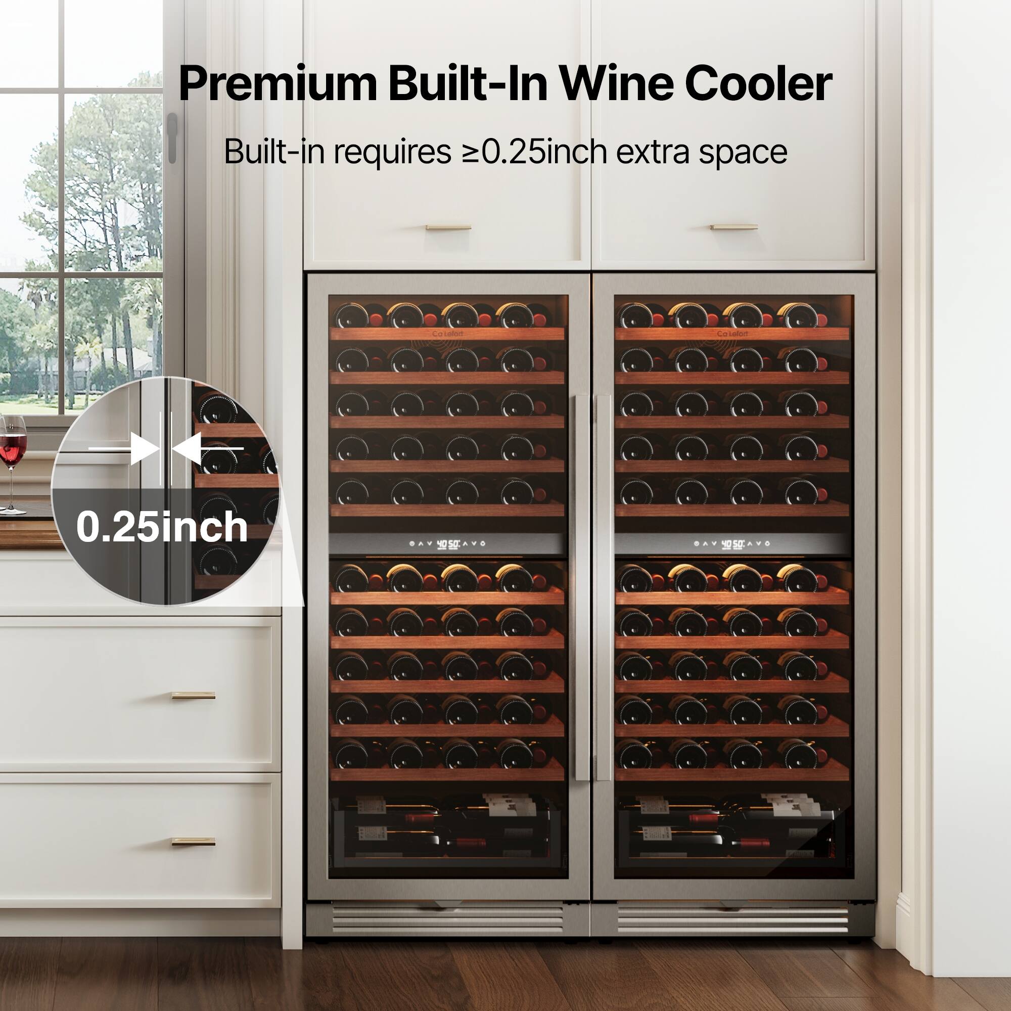 Premium Built-In Wine Cooler

Built-in requires ≥0.25 inch extra space

0.25 inch