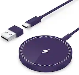 Core Tech - Magnetic Wireless Charging Pad with USB-C Cable and USB-A Adapter, 1-Pack - Purple