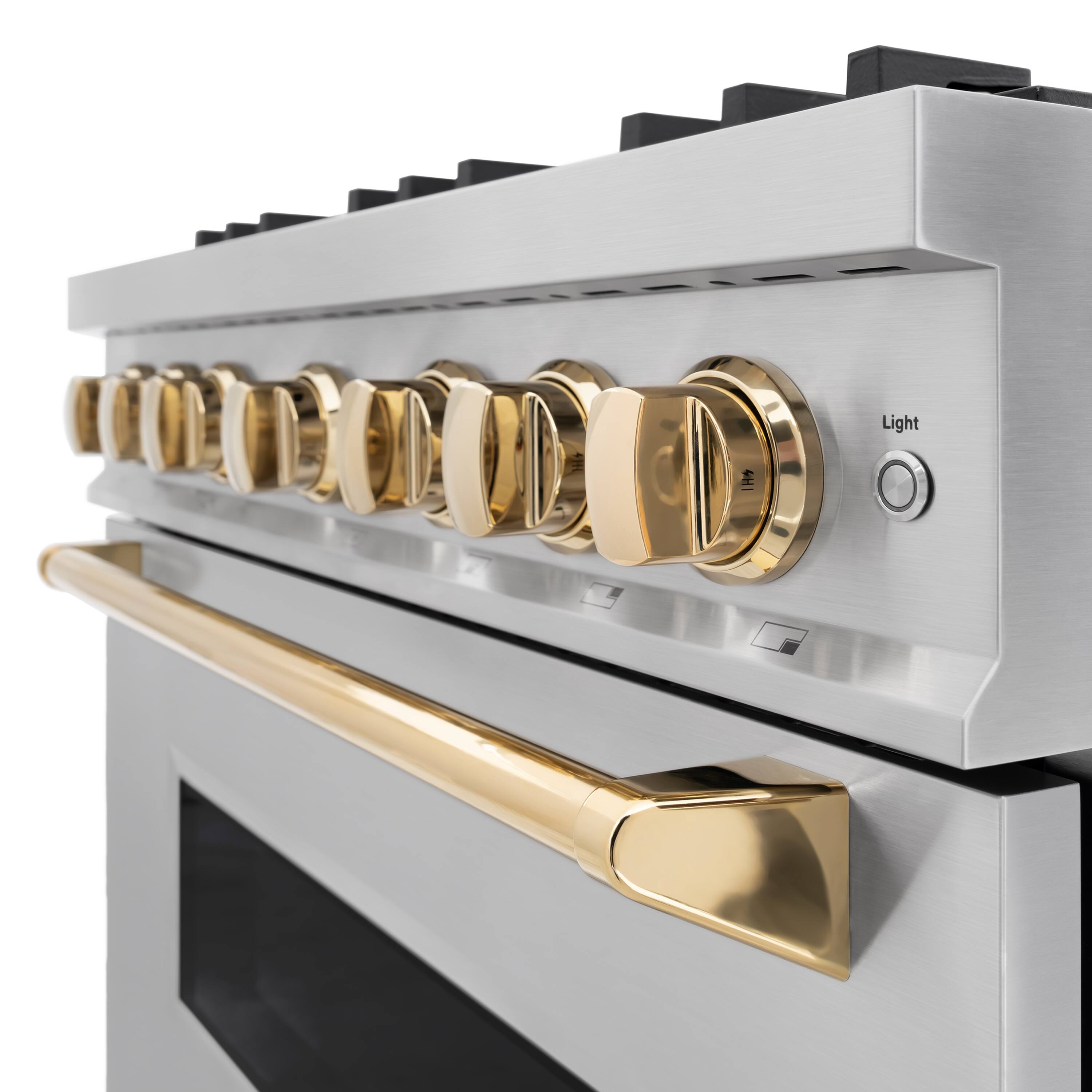 Alt View 12. ZLINE - Autograph Edition 36" Classic Gas Range w/ 6 Burners & Polished Gold Accents (CGRZ-36-G) - Stainless Steel.