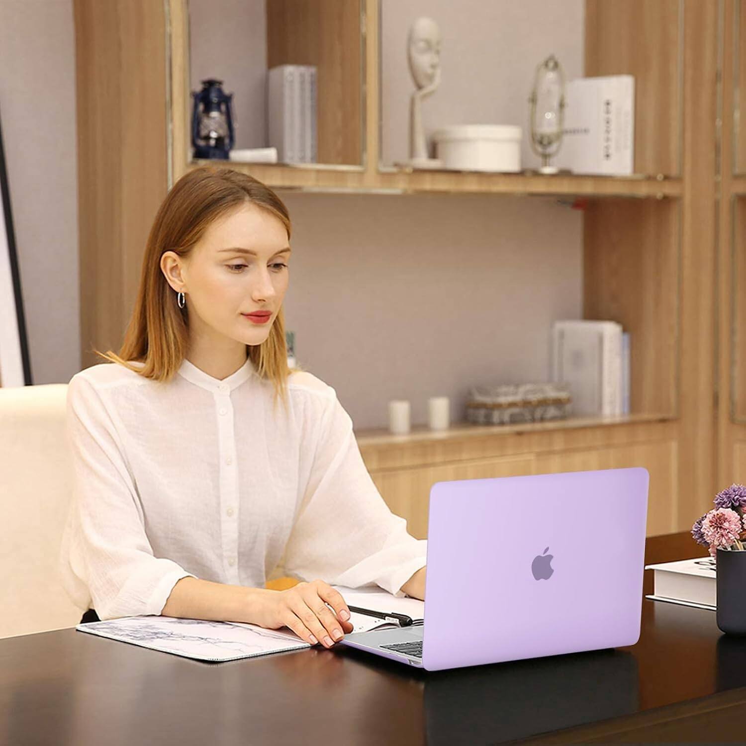 Alt View 2. mosiso - Case for MacBook Air 13 inch Case 2020 2019 2018 Release M1 A2337 A2179 A1932 with Touch ID with Keyboard Cover - Purple.