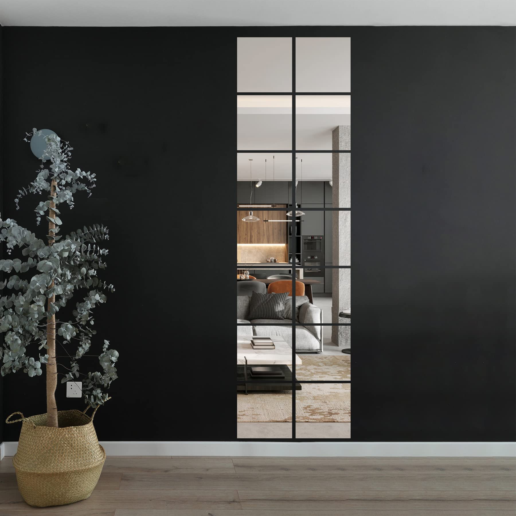 Left. Cedar Assembly - Home Gym Mirrors 12'' X Glass Mirror Tiles Square Wall For Bedroom Door Bathroom Frameless Sets HD - Frameless-12'' x 12'' x4PCS.