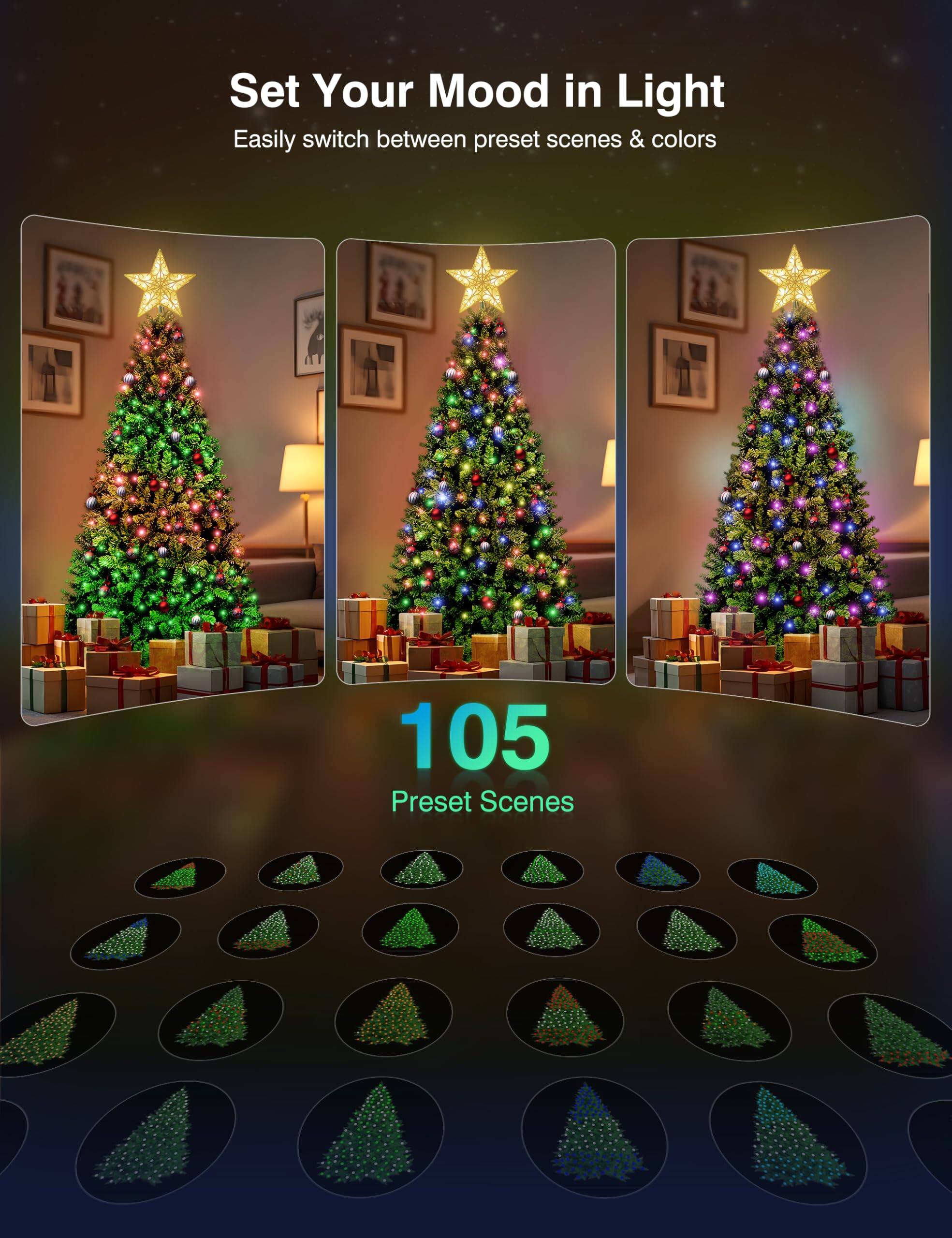 Set Your Mood in Light  
Easily switch between preset scenes & colors  

105 Preset Scenes