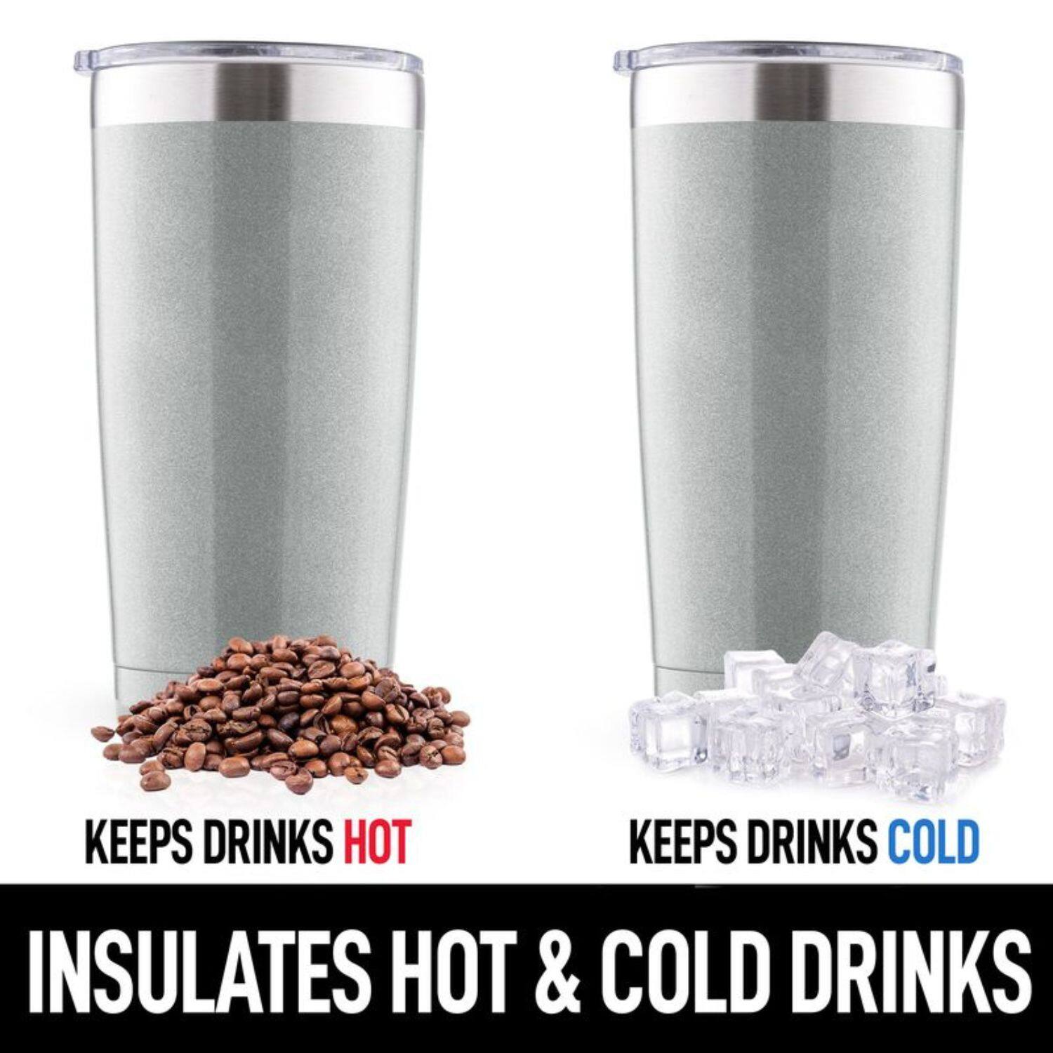 KEEPS DRINKS HOT  
KEEPS DRINKS COLD  
INSULATES HOT & COLD DRINKS