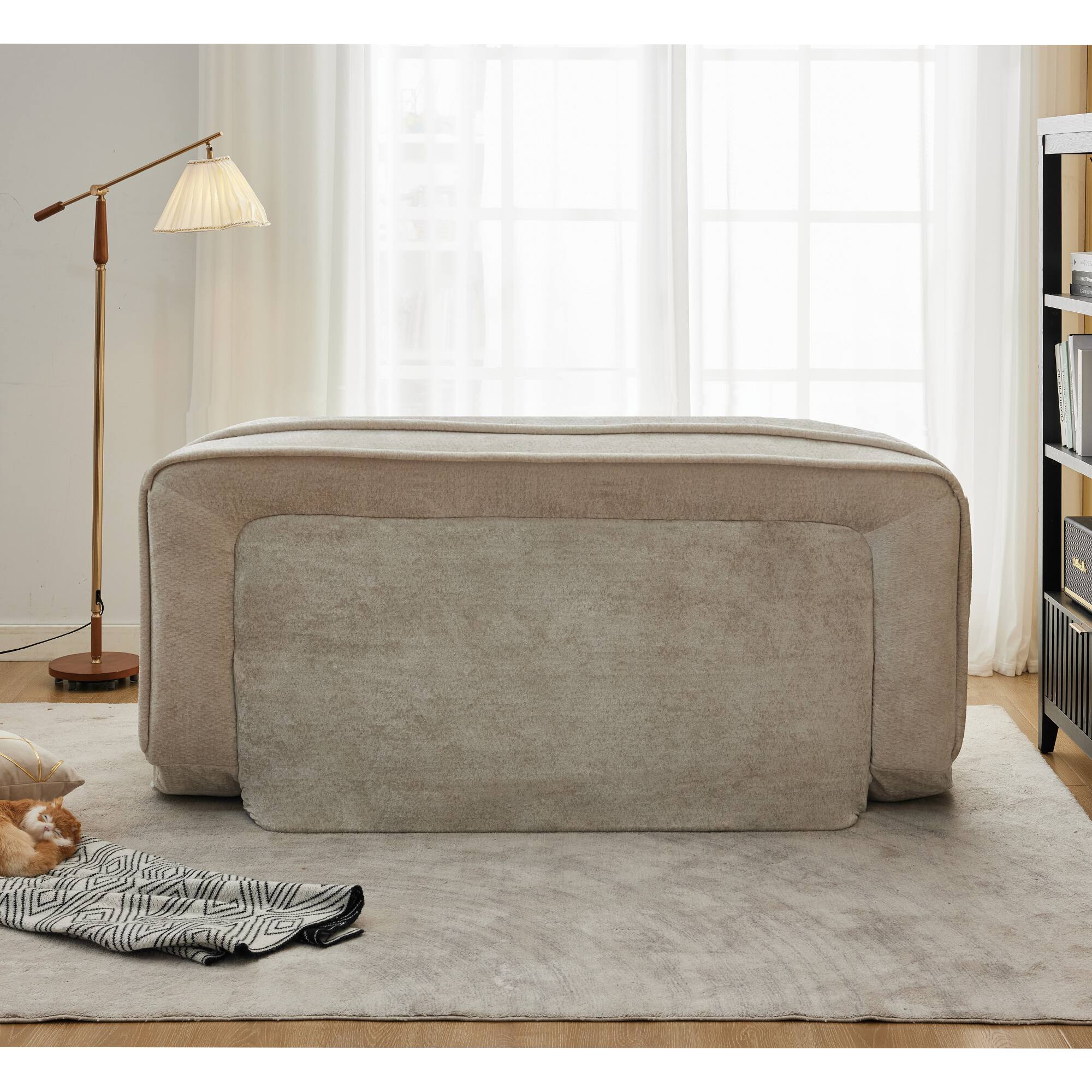 Alt View 9. GOODSILO - Extra Large Convertible Floor Sofa Bed with Adjustable Backrest for Comfortable Lounging and Napping - Beige.