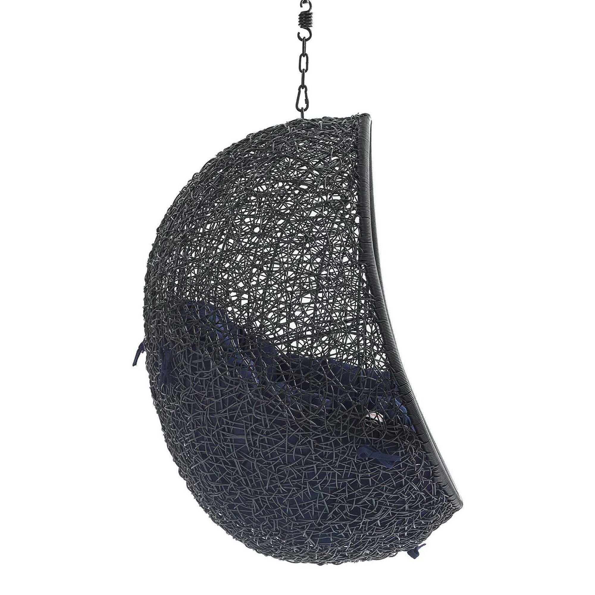 Left. Modway - Encase Sunbrella® Fabric Swing Outdoor Patio Lounge Chair Without Stand by Modway - Black Navy.