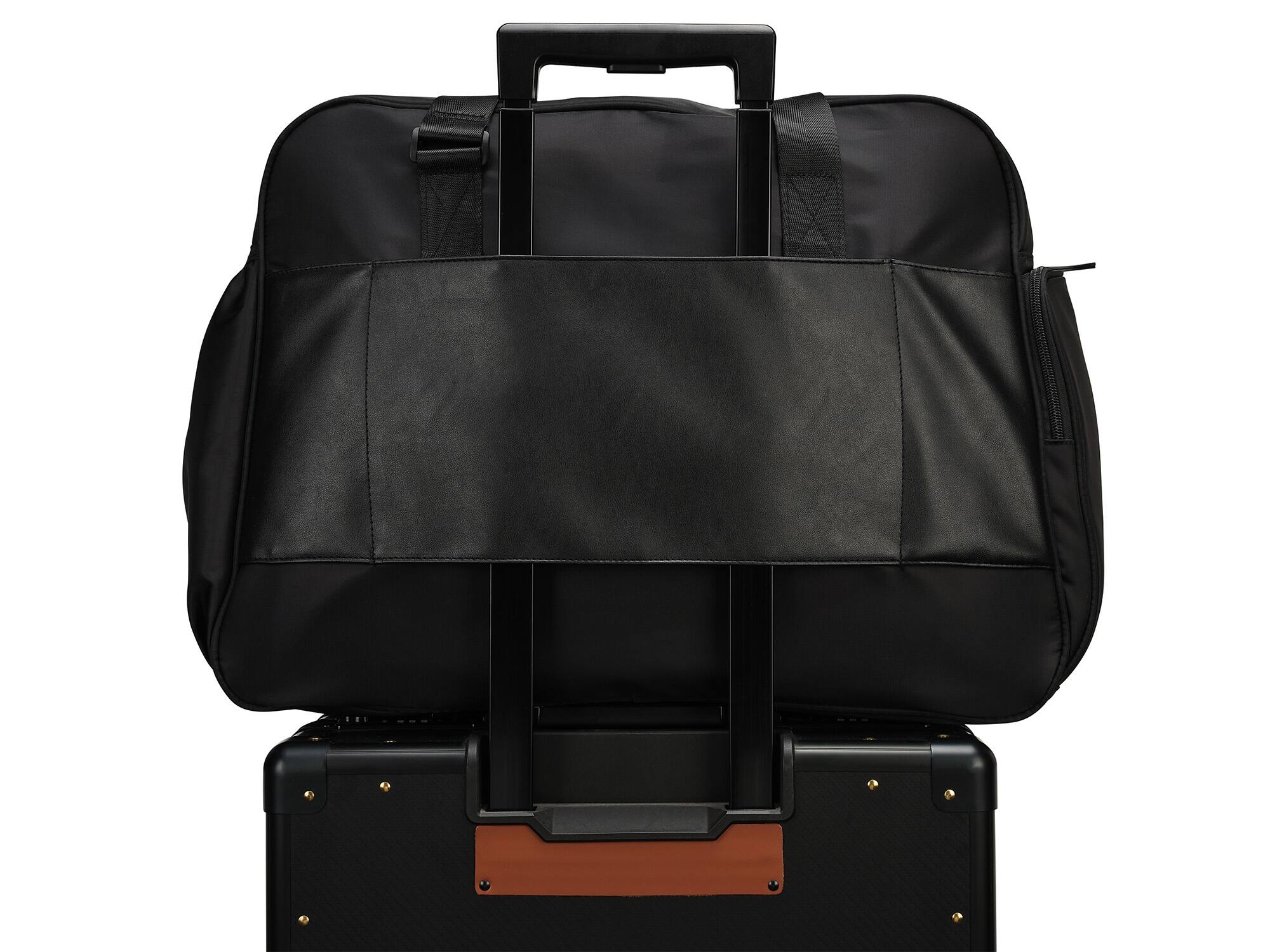 Angle. Elle - ELLE Wayfarer 40L Monogram Weekender Duffel Bag | Black - Black.