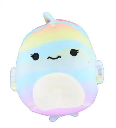 Front. Kellytoy - Squishmallow 5 Inch Mini Sealife Plush | Fabiola the Rainbow Fish - Blue.