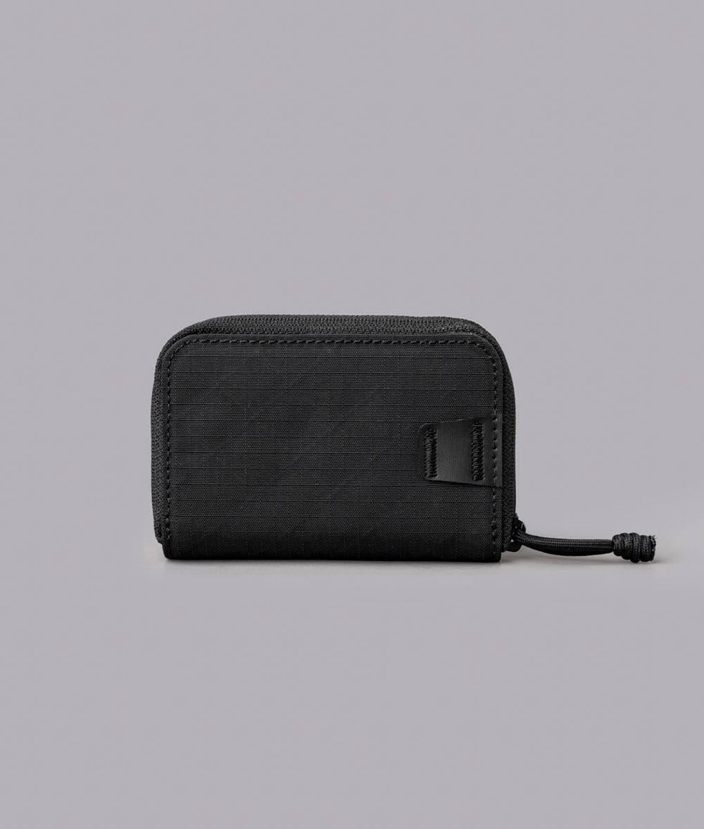 Back. ALPAKA - Zip Coin Wallet with RFID Protection, Water-Resistant Compact Card & Coin Holder - Black Axogrid 210D.