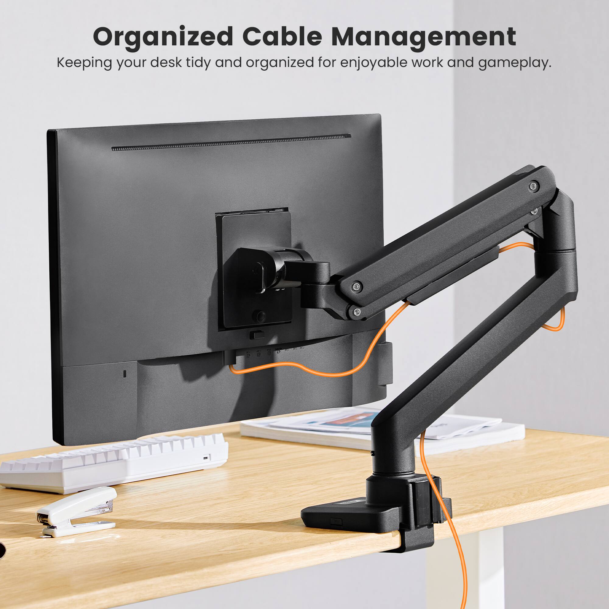 Organized Cable Management: Keeping your desk tidy and organized for enjoyable work and gameplay.