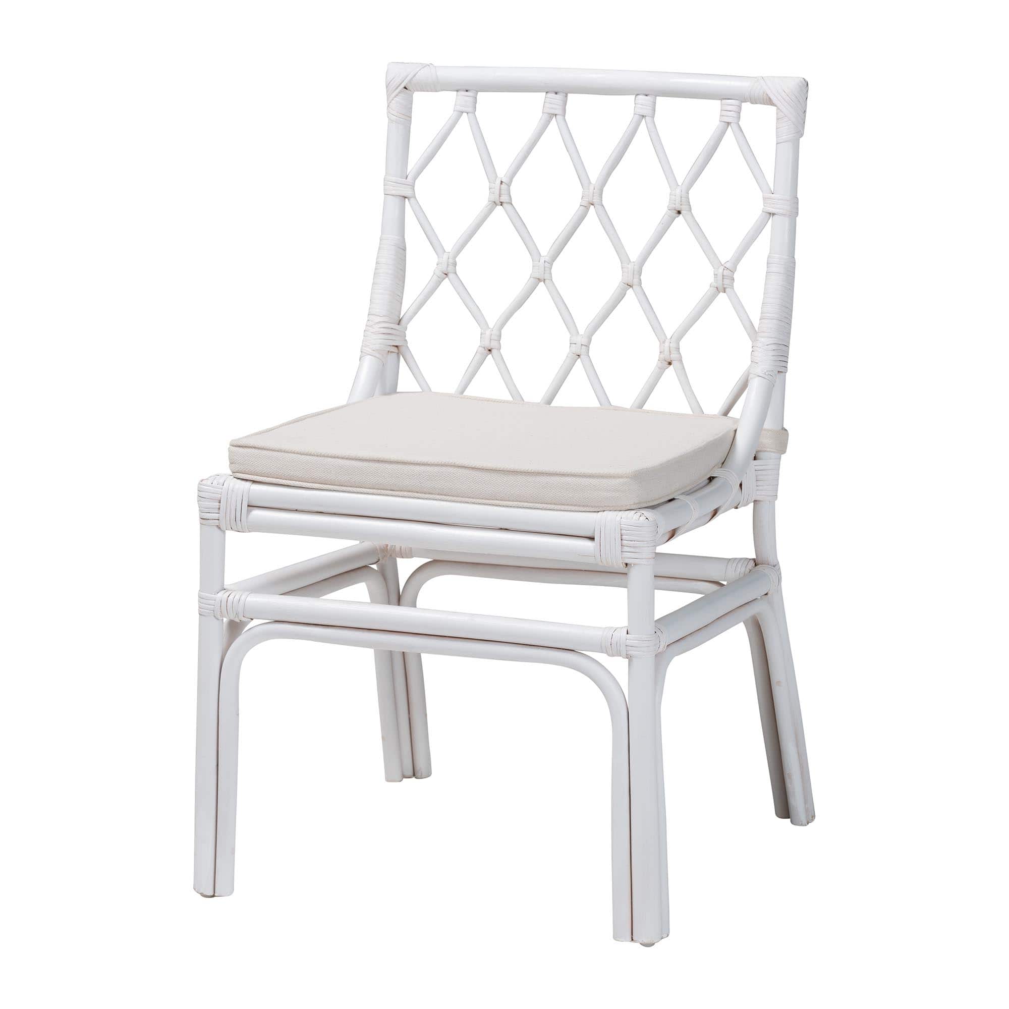 bali & pari - Carwyn Bohemian Rattan Dining Chair - White
