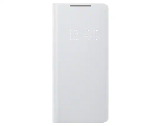 Front. Samsung - Samsung LED Wallet Cover for Galaxy S21 Ultra 5G | Color: Light Gray - Light Gray.