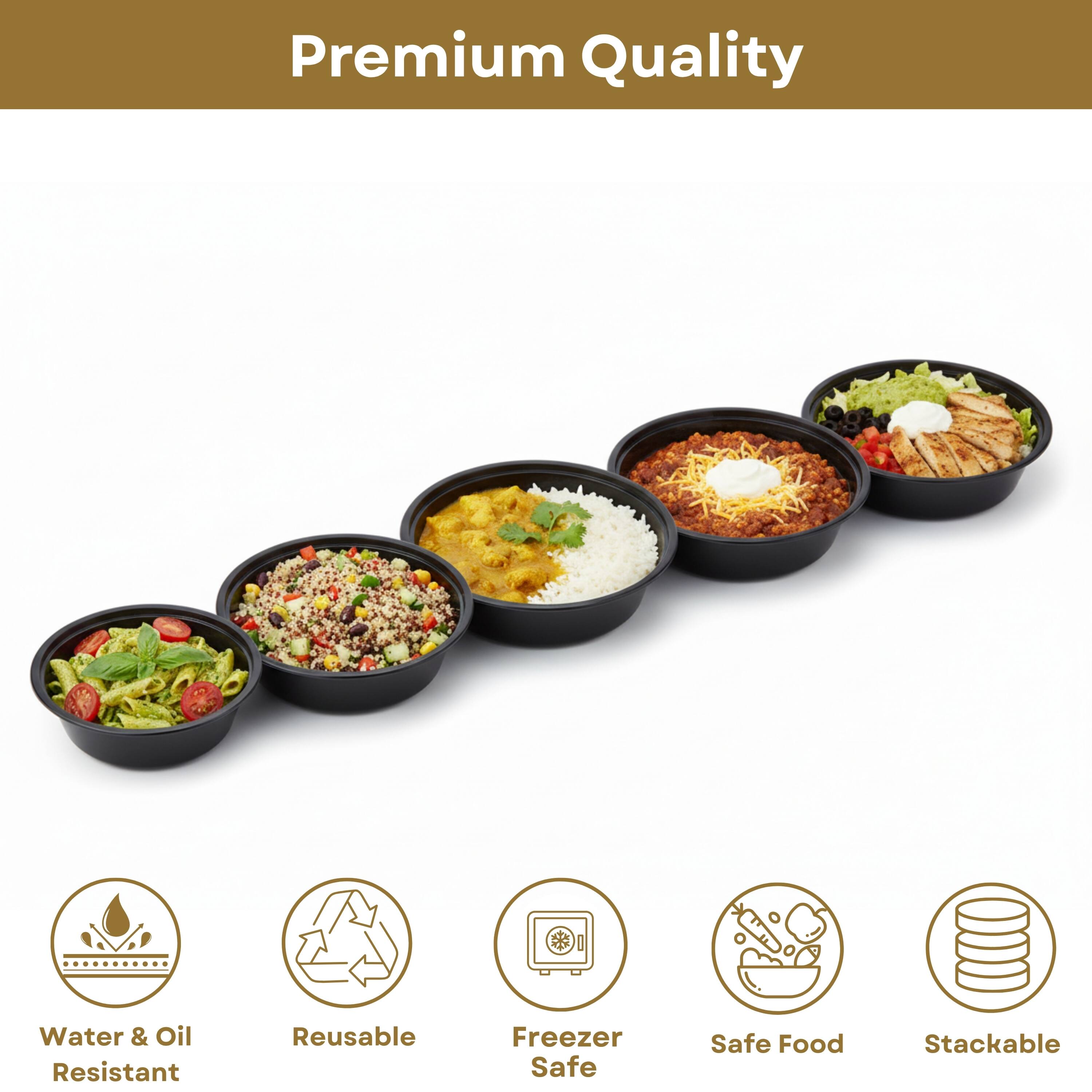 Premium Quality

- Water & Oil Resistant
- Reusable
- Freezer Safe
- Safe Food
- Stackable