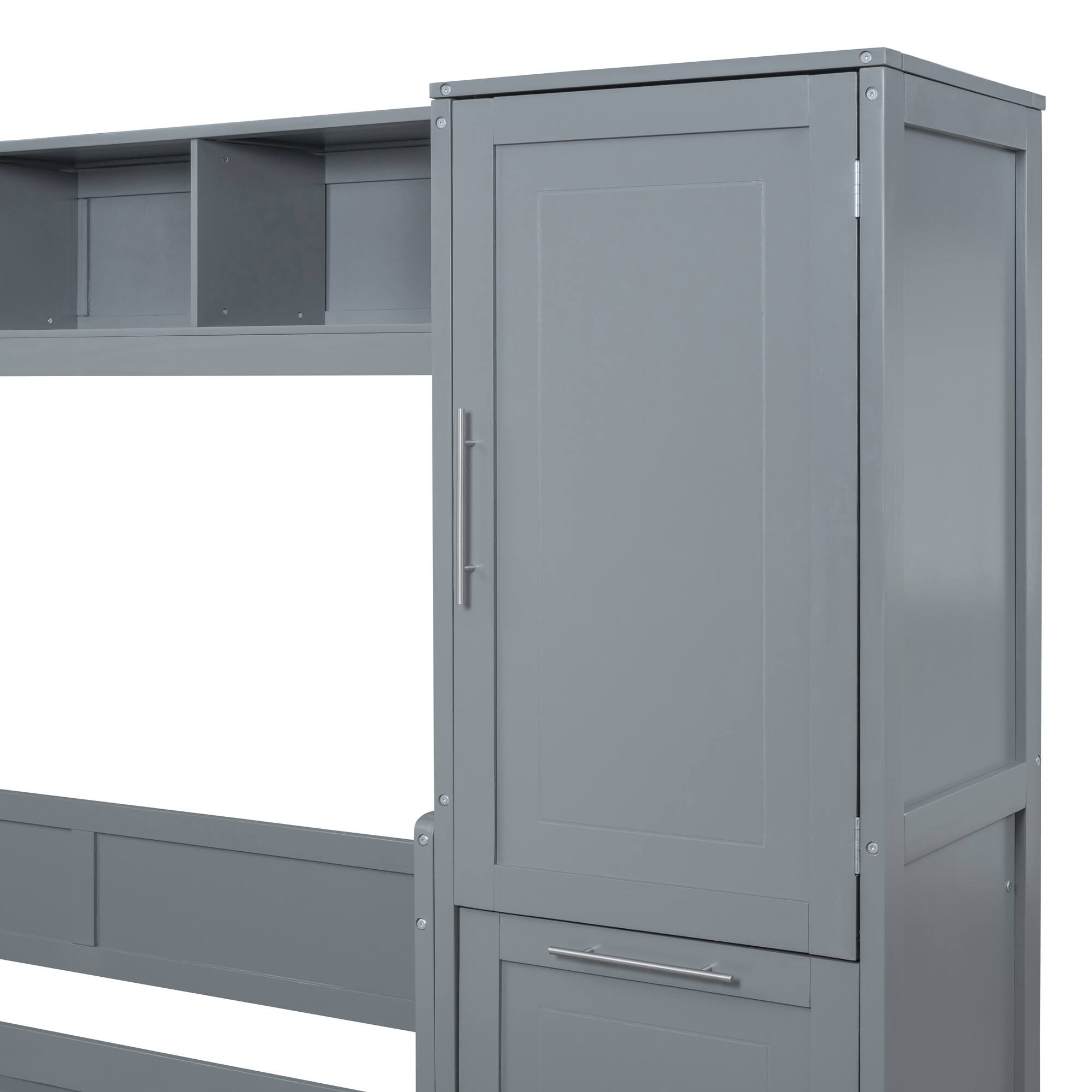 Alt View 10. Tiramisubest - Queen Size Murphy Bed with Closet and Drawers, Gray (112" L x 65" W x 79" H, 331 lbs) - Gray.