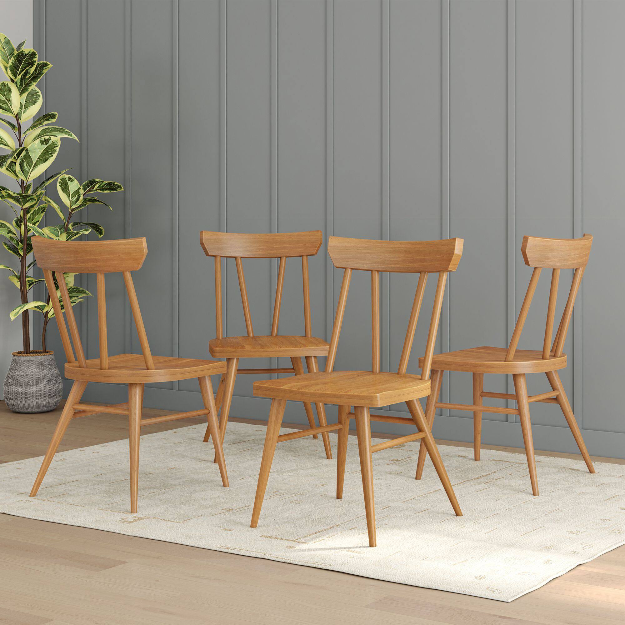 Alt View 6. Plank+Beam - Two 2-Packs of the Windsor Dining Chair- Pecan - Pecan.