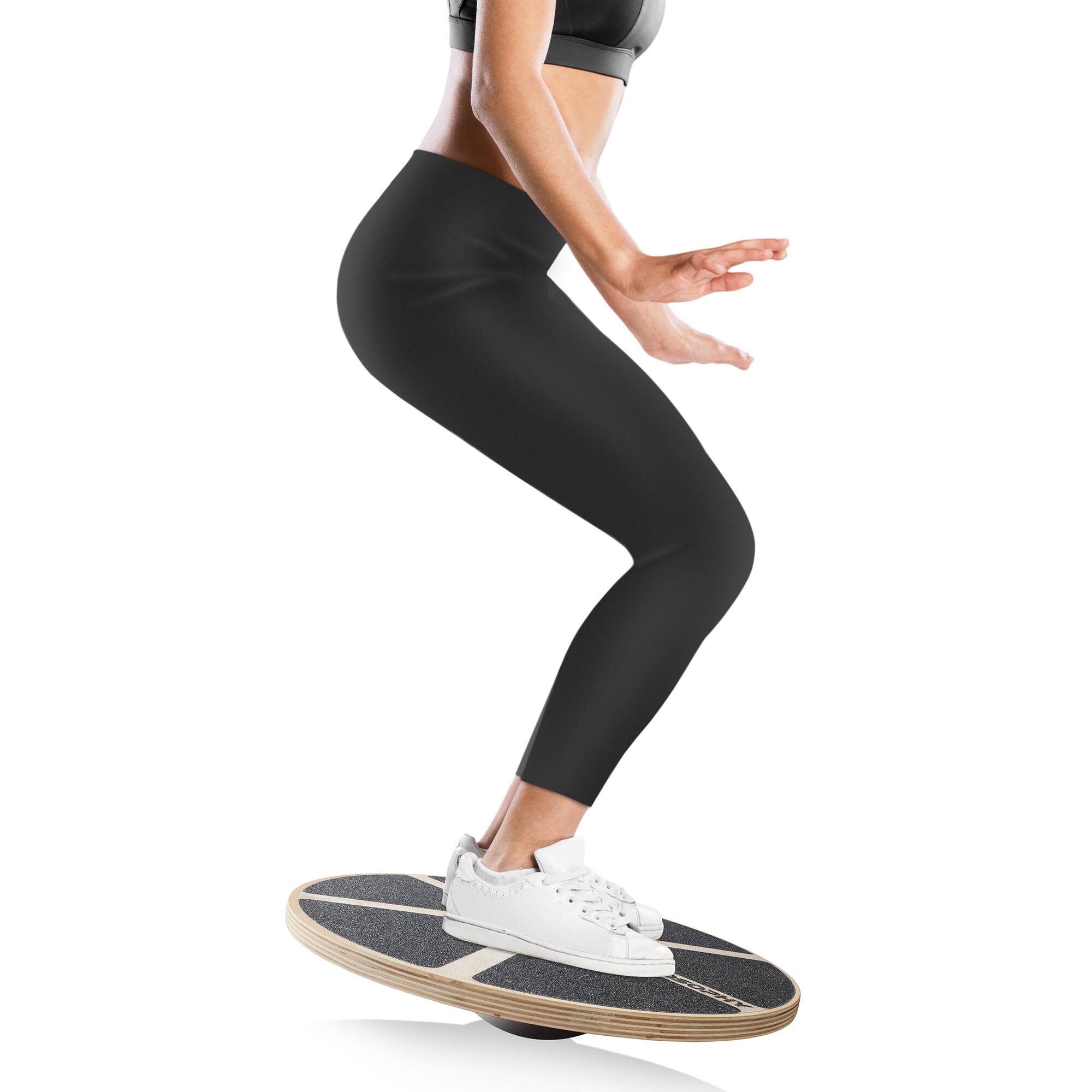 Alt View 5. Philosophy Gym - Wobble Board - Round Wooden Balance Board - Exercise Balance Trainer - Black.