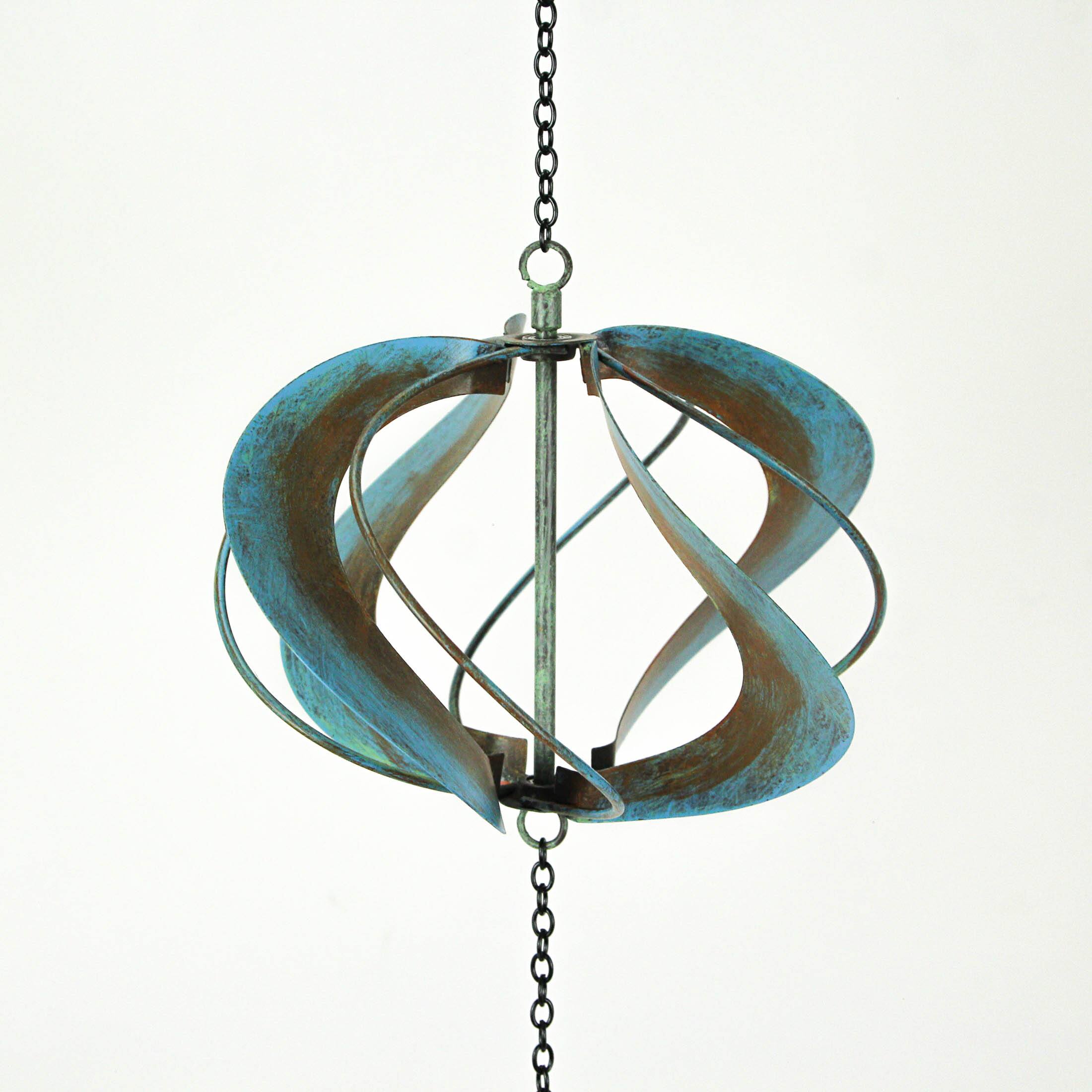 Alt View 2. Things2Die4 - Metal Verdigris Dragonfly Wind Spinner Chain Kinetic Garden Sculpture Home Decor - Blue.