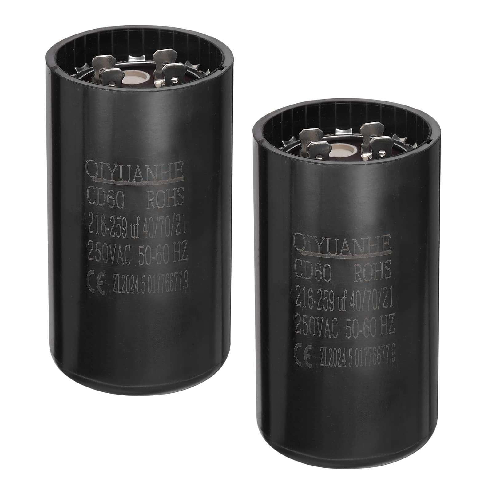 Unique Bargains - 2pcs CD60 Motor Run Capacitor, 216-259uF MFD AC250V, 50-60Hz, for Motor 46x86mm - Black price history on PriceWatchPro
