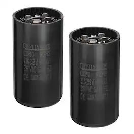Unique Bargains - 2pcs CD60 Motor Run Capacitor, 216-259uF MFD AC250V, 50-60Hz, for Motor 46x86mm - Black