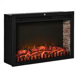 Resenkos - 30" Electric Fireplace Insert, Modern Recessed Fireplace Heater with Realistic Flame, Adjustable Brightness - Black
