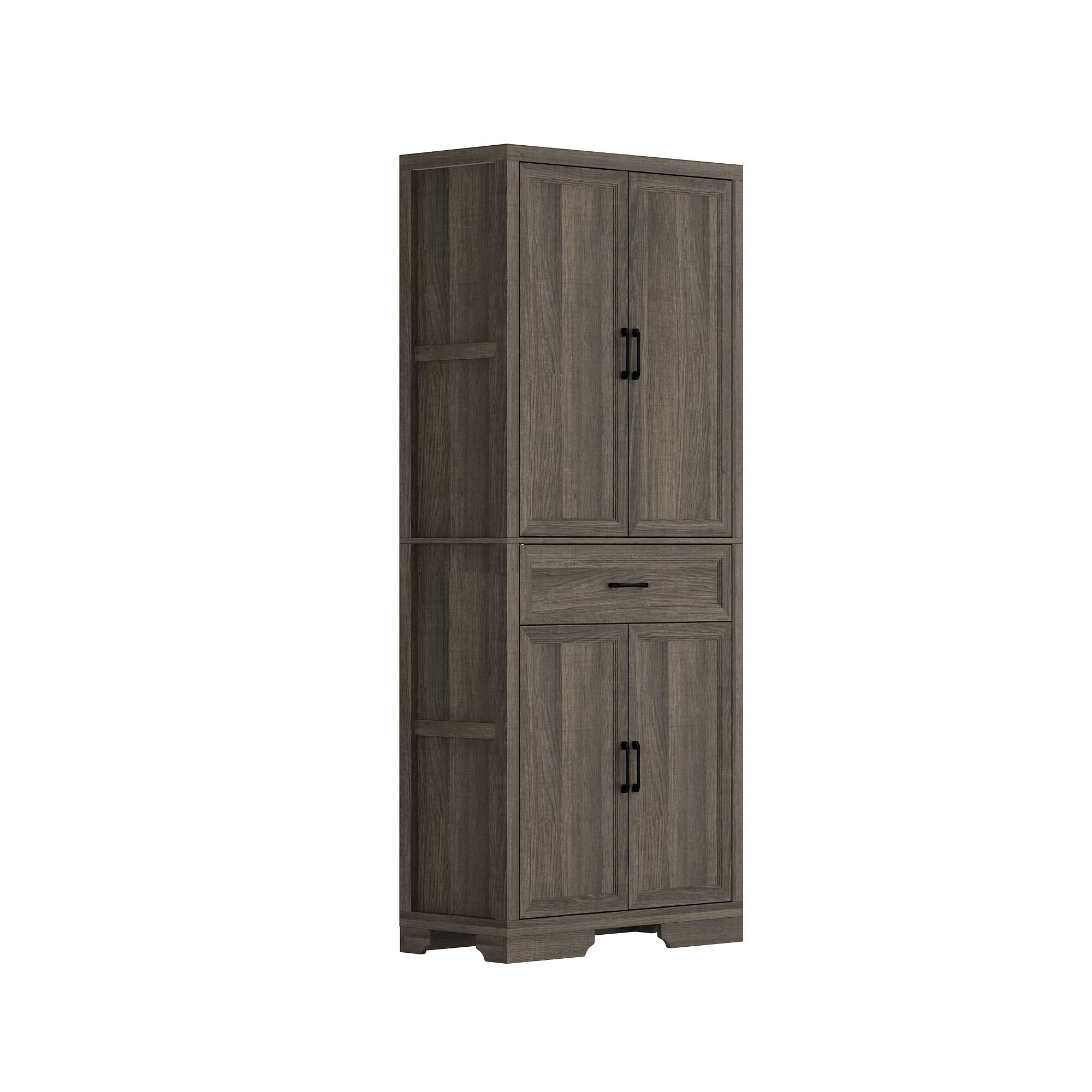 Angle. Famapy - Famapy Storage Cabinet with Drawer & Doors - Durable Hinges & Anti - Tip Design - Dark Gray.