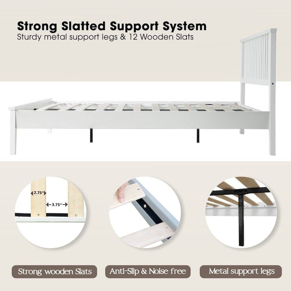 Strong Slatted Support System  
Sturdy metal support legs & 12 Wooden Slats  

2.75" x 3.75"  

Strong wooden Slats  
Anti-Slip & Noise free  
Metal support legs