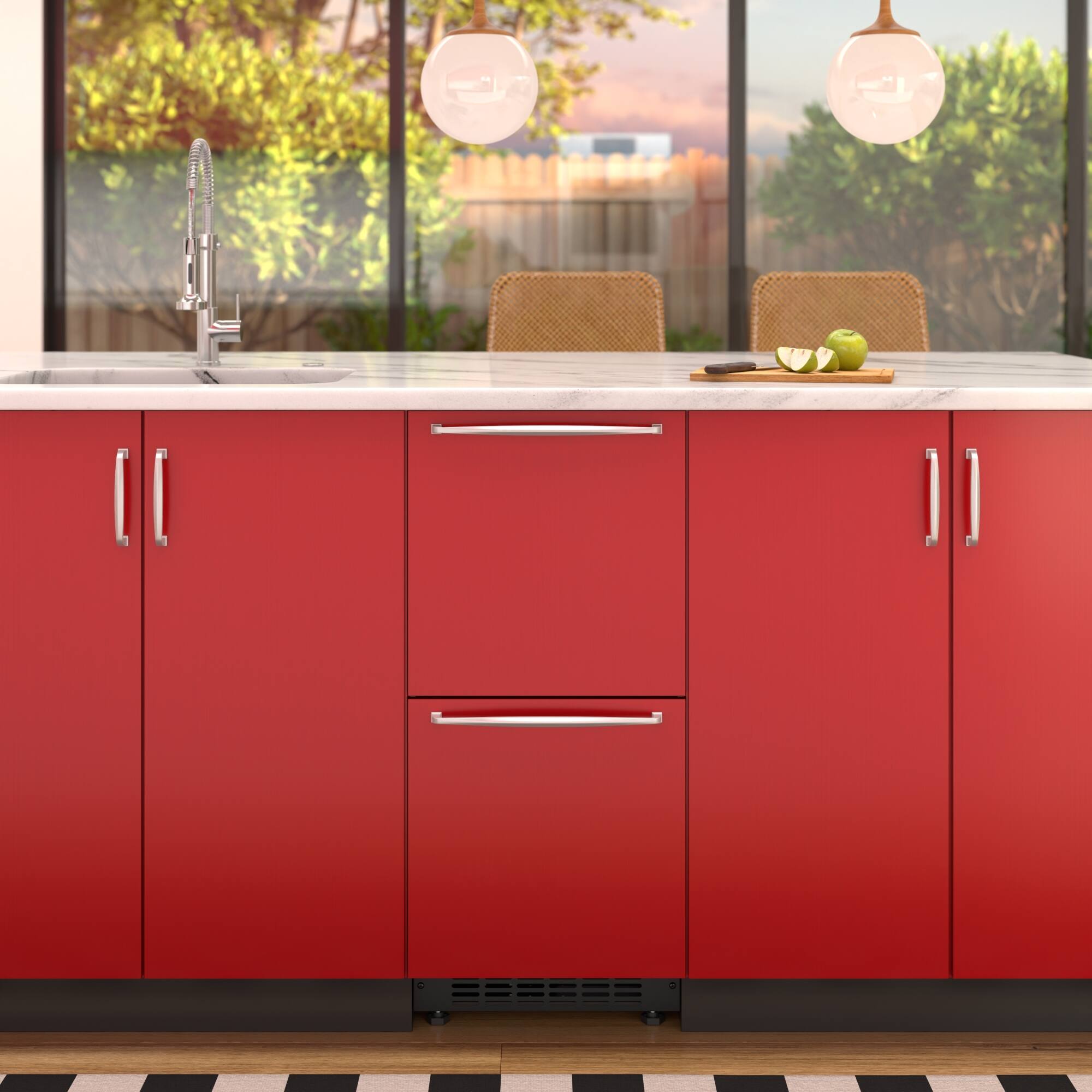 Back. Koolmore - 15 in. Panel Ready Built-in Double Refrigerator, Frost-Free Undercounter Fridge with Digital Temperature Control - Black.