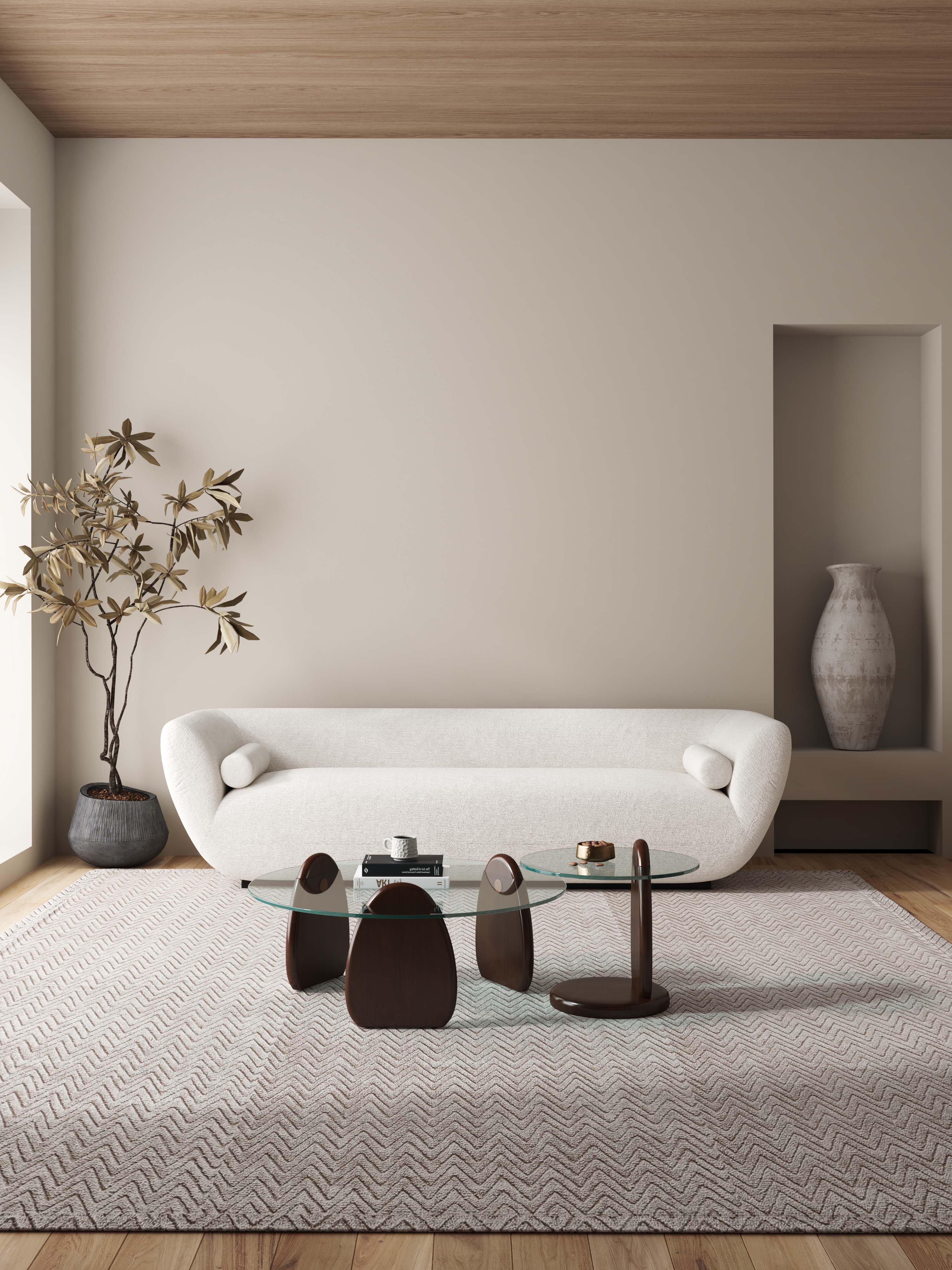 Angle. Manhattan Comfort - Artesia Modern Glam 2-Piece Coffee Table & End Table Set - Walnut.