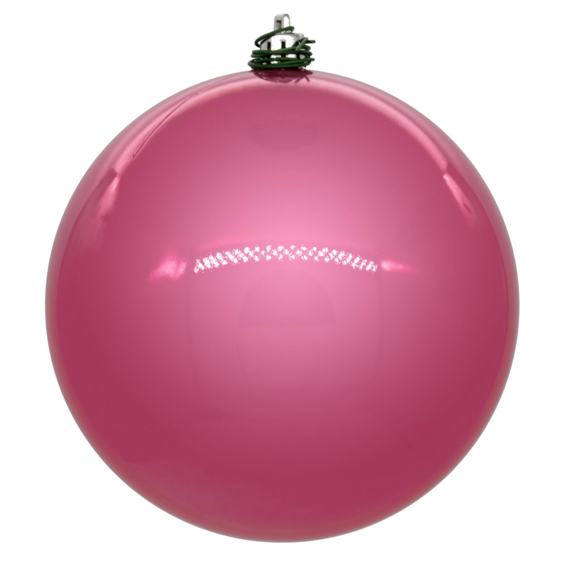 Front. Vickerman - Vickerman 4" Pink Pearl UV Drilled Ball Ornament 6 per Bag - Pink.