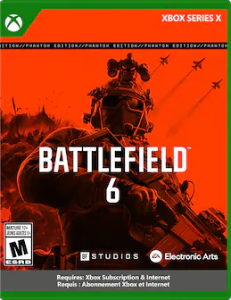 XBOX SERIES X
PHANTOM EDITION
PHANTOM EDITION
PHANTOM EDITION
PHANTOM EDITION
BATTLEFIELD 6™
MATURE 17+
JEUNES ADULTES 17+
ESRB
BF STUDIOS
Electronic Arts
Requires: Xbox Subscription & Internet
Requis : Abonnement Xbox et Internet