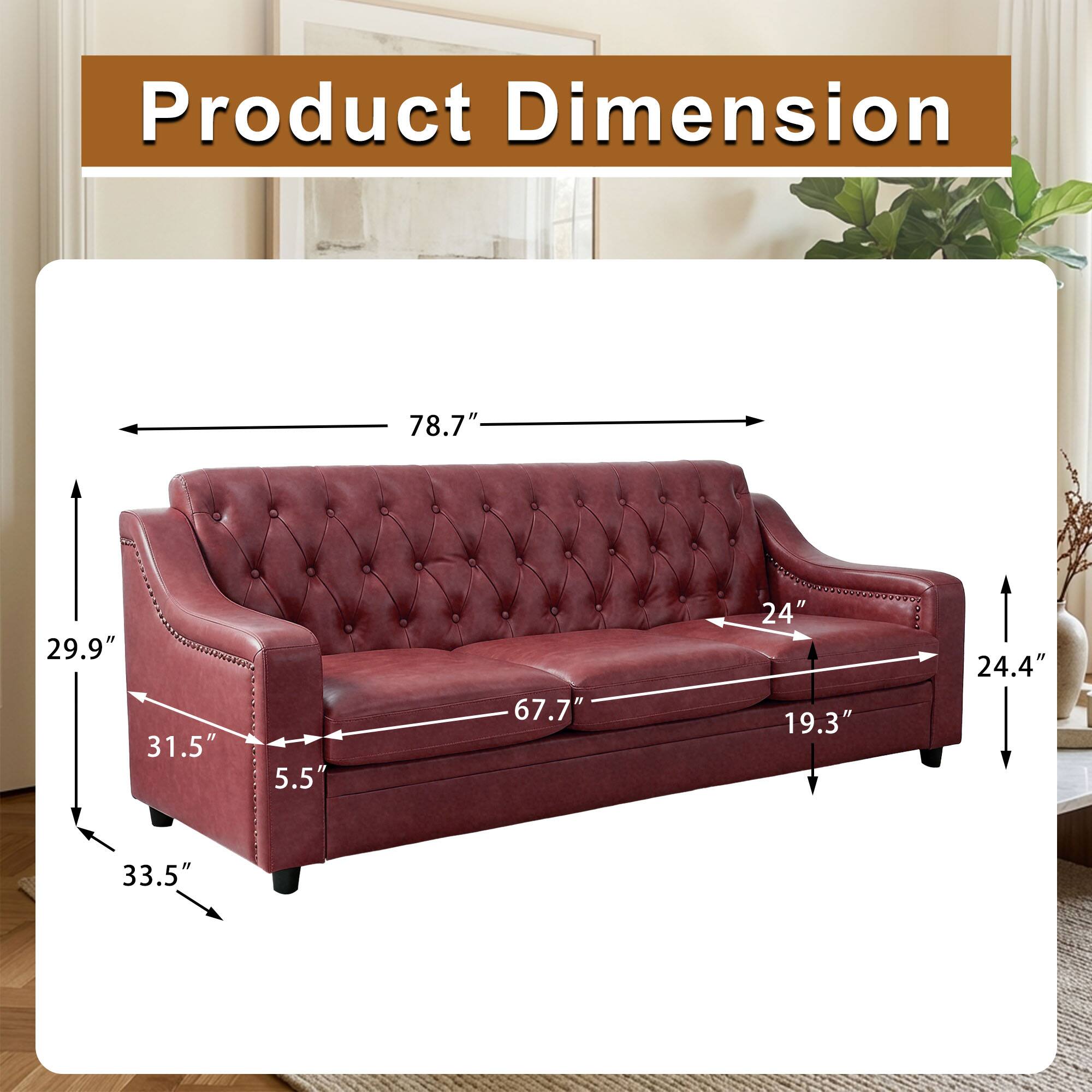 Product Dimension: 78.7" x 29.9" x 31.5" x 5.5" x 67.7" x 24" x 19.3" x 24.4" x 33.5"