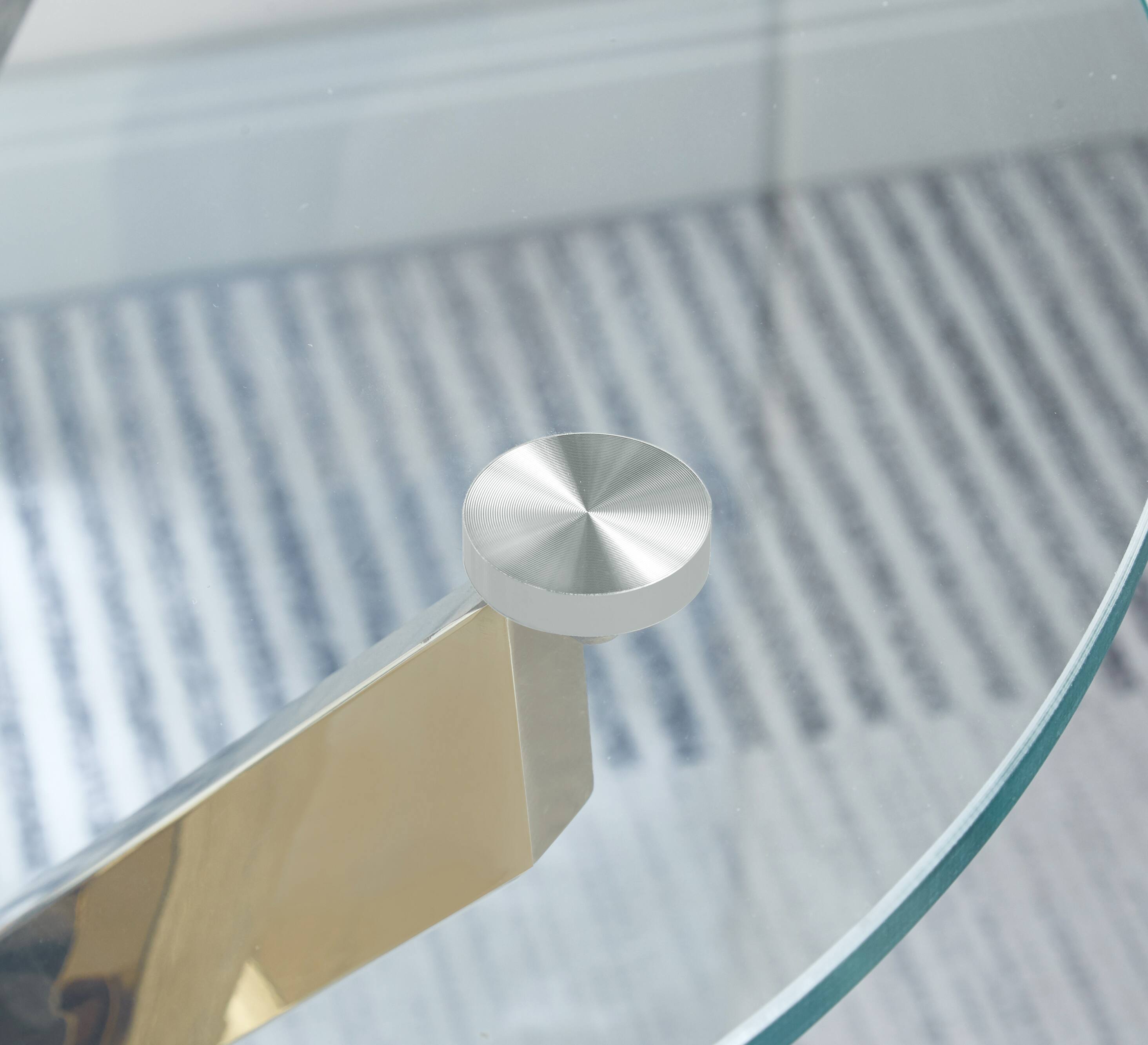 Back. TinyHomie - Modern Round Tempered Glass Coffee Table With Chrome Legs - white.