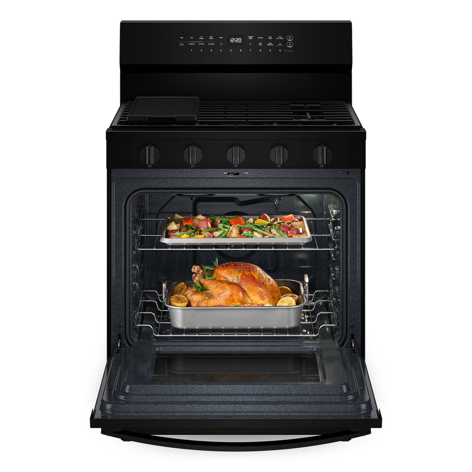 Alt View 2. Whirlpool - 5.0 Cu. Ft. Freestanding Gas Range with Air Cooking Technology - Black.
