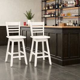 Hivvago - Set of 2 Counter Height Bar Stools with Footrest for Kitchen Island - Cream White