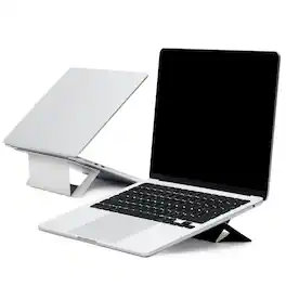 HongFei - Laptop Stand for Desk, Adhesive Airflow Cooling Riser with 2 Adjustable Angles, Foldable & Portable - Misty Cove